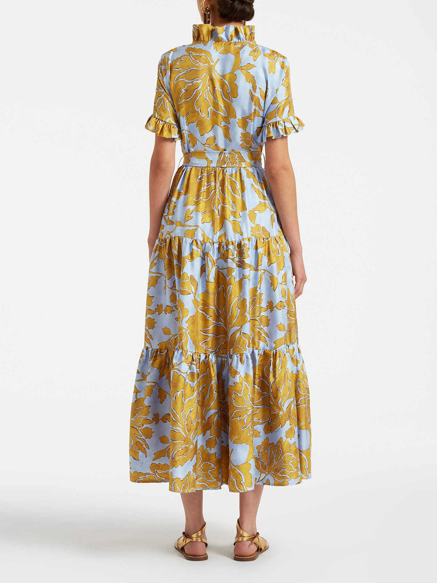 🌲Buy 2 Get 1 Free🌲Tangle Light Blue Floral Silk Dress