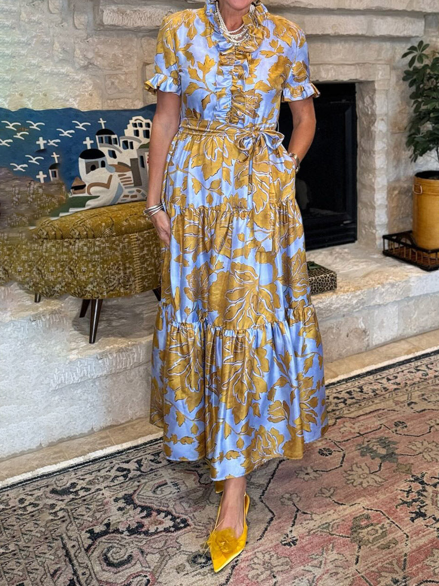🌲Buy 2 Get 1 Free🌲Tangle Light Blue Floral Silk Dress