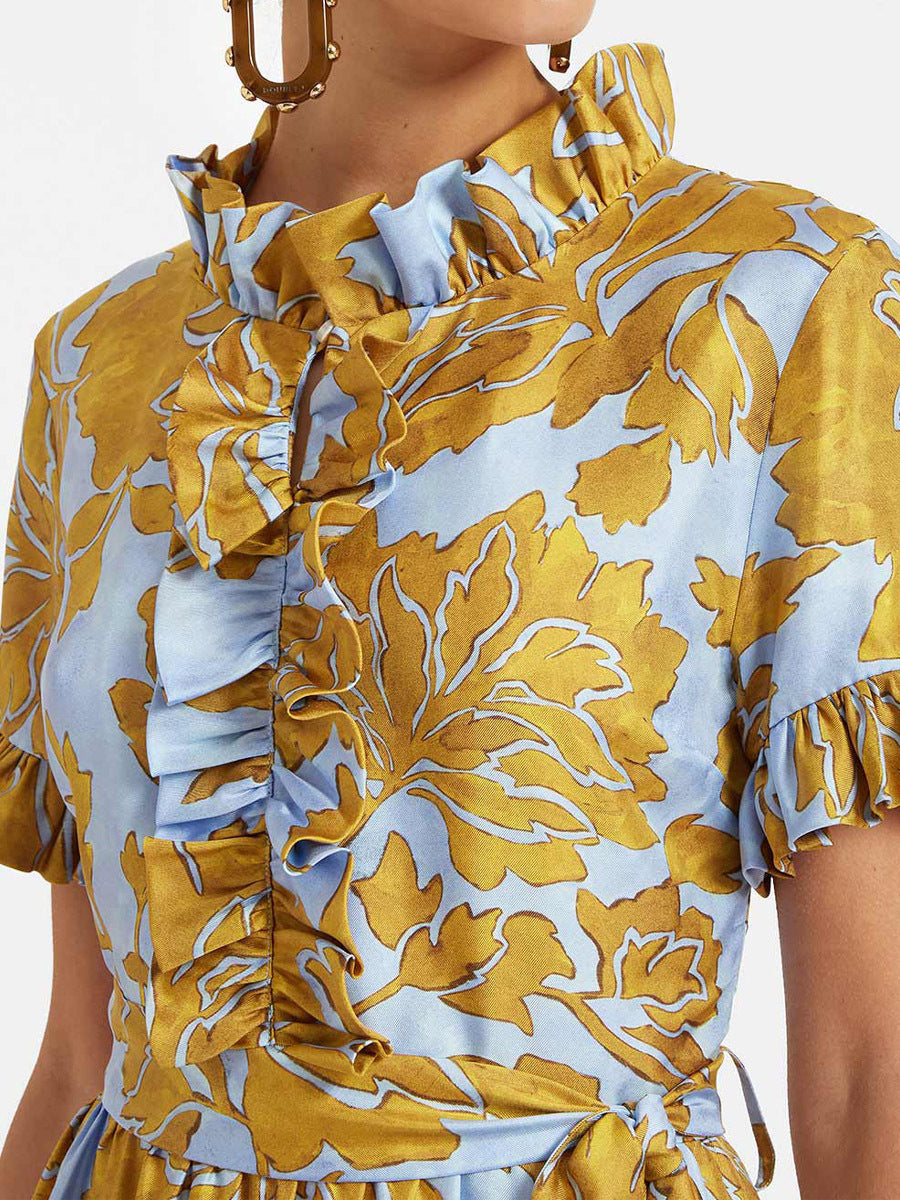 🌲Buy 2 Get 1 Free🌲Tangle Light Blue Floral Silk Dress
