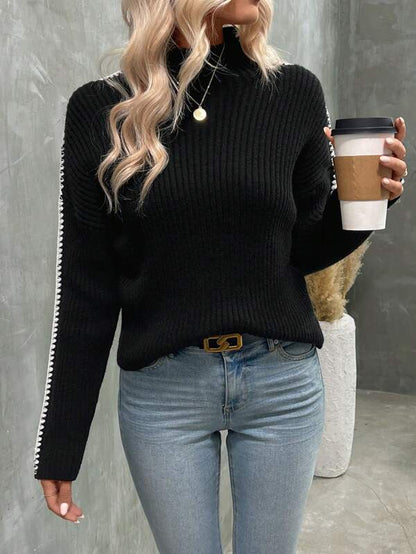 Chic Long Sleeve High Neck Sweater