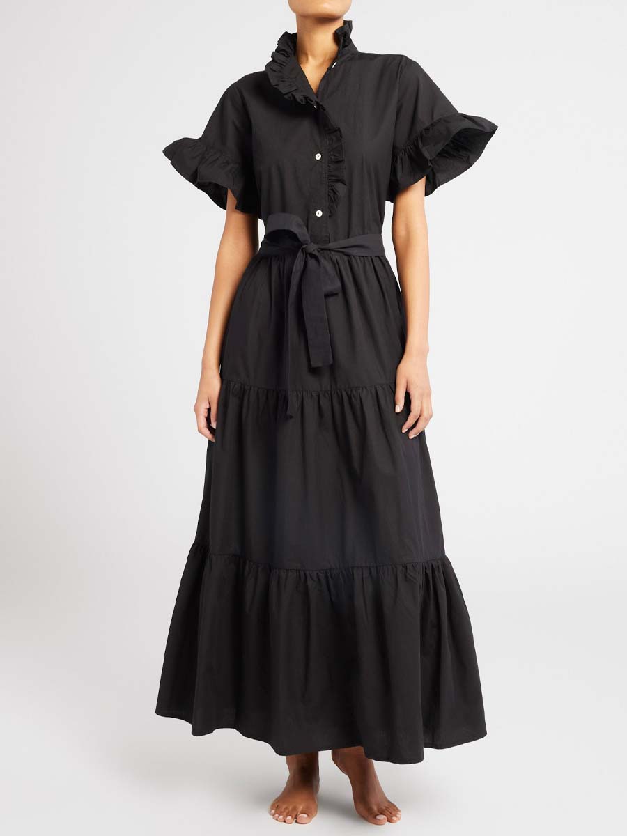 Ruffle Placket Maxi Dress