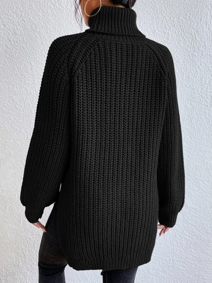 Cool Black Plain Mock Neck Sweater