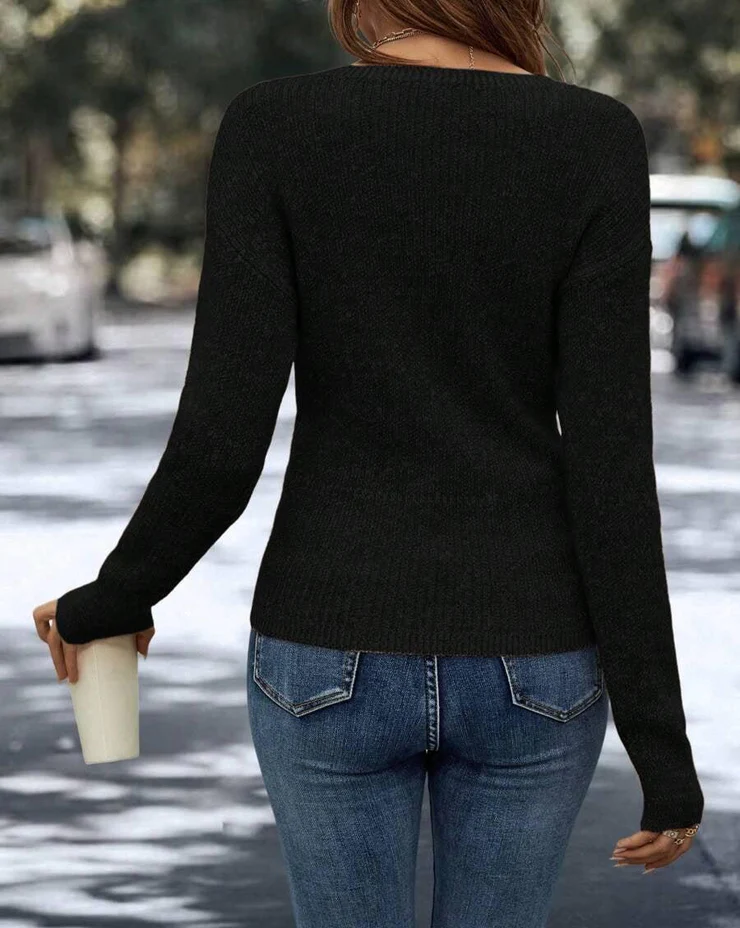 Comfy Plain V-Neck Sweater