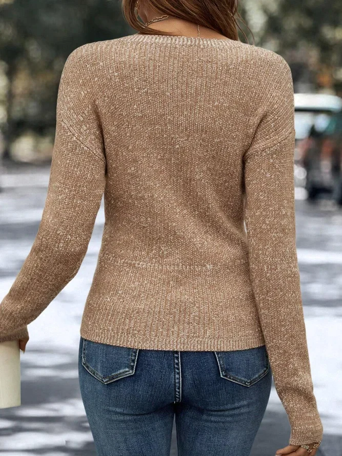 Comfy Plain V-Neck Sweater