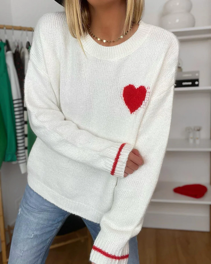 Red Heart Long Sleeve White Sweater