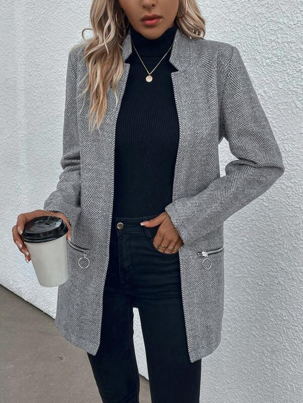 Stylish Long Sleeve Grey Jacket