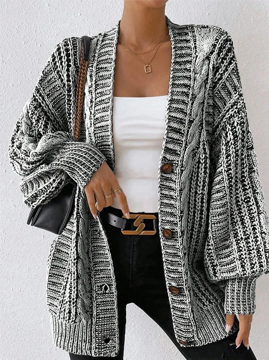 Braided Long Sleeve Casual Sweater Cardigan