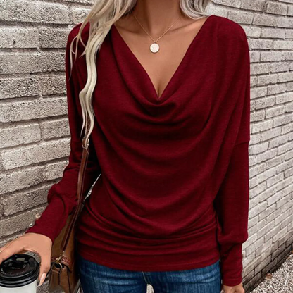 Burgundy Plain V-Neck Top