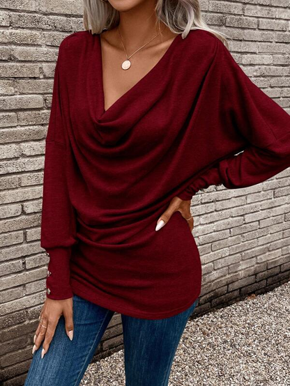 Burgundy Plain V-Neck Top