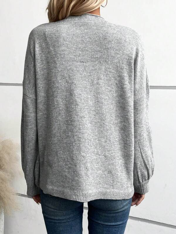 Chic Long Sleeve Plain Sweater