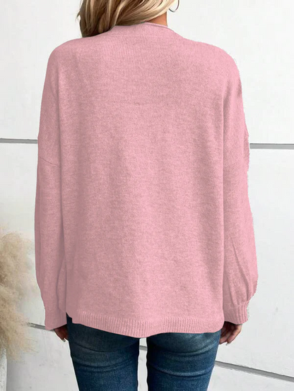 Chic Long Sleeve Plain Sweater