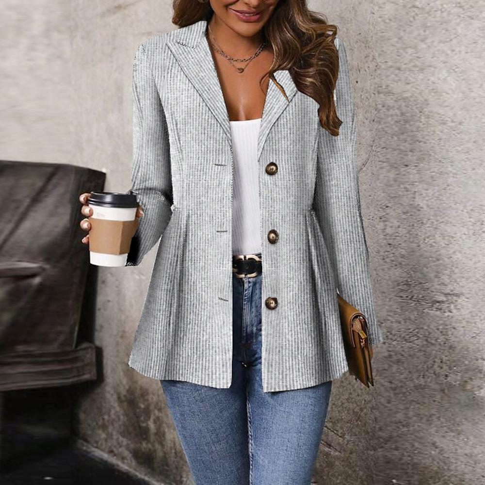 Grey Plain Long Sleeve Jacket