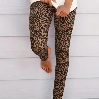 Wild Elastic Waistband Leopard Pants