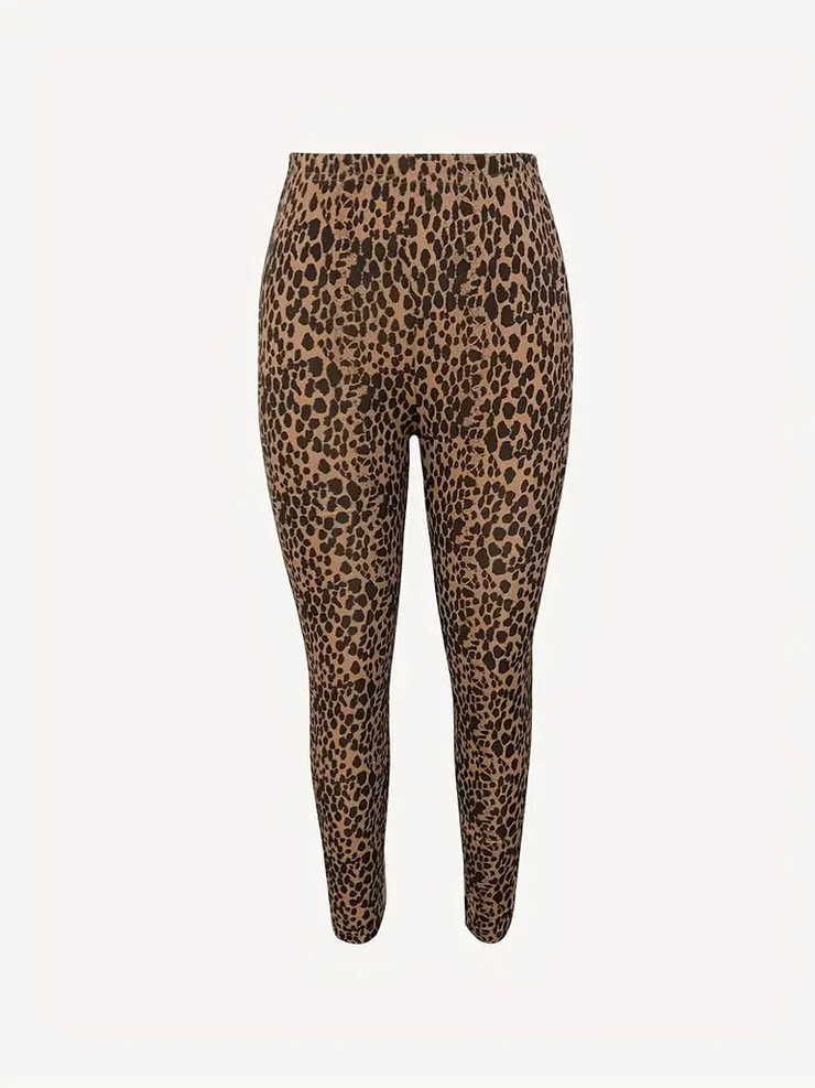 Wild Elastic Waistband Leopard Pants