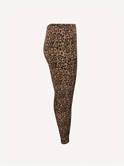 Wild Elastic Waistband Leopard Pants