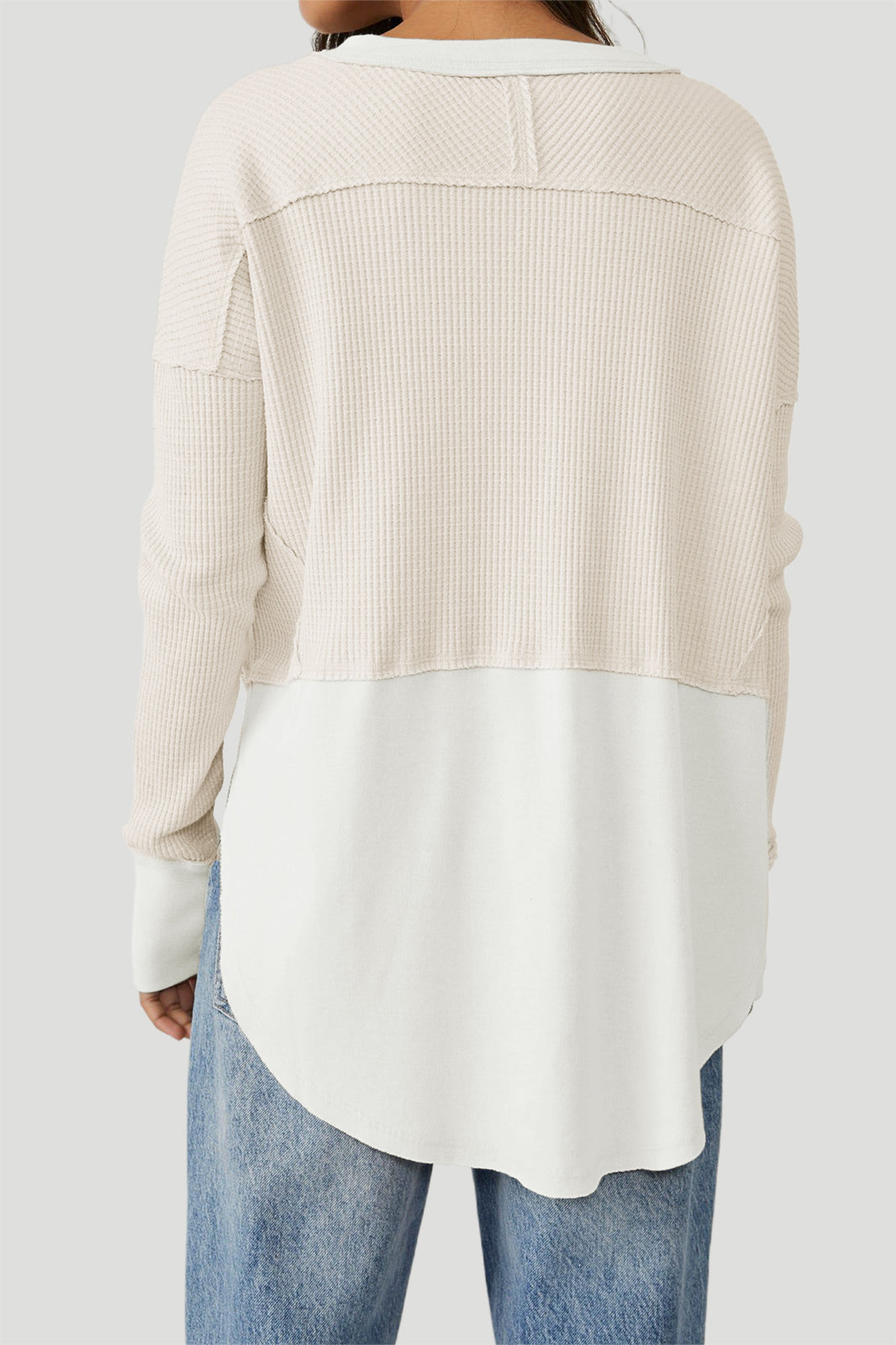 Comfy Plain Patchwork Long Sleeve Blouse