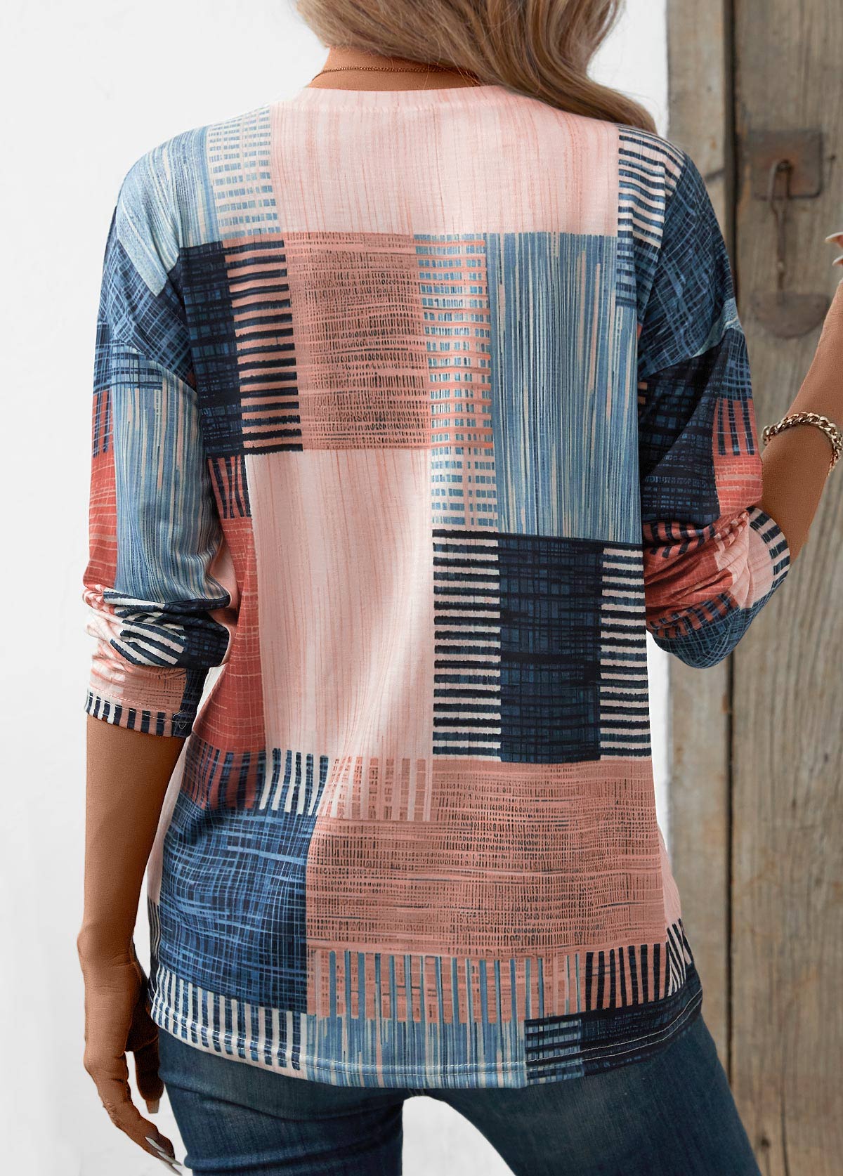 Patchwork Geometric Print T Shirt