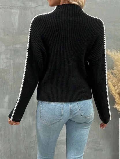 Chic Long Sleeve High Neck Sweater