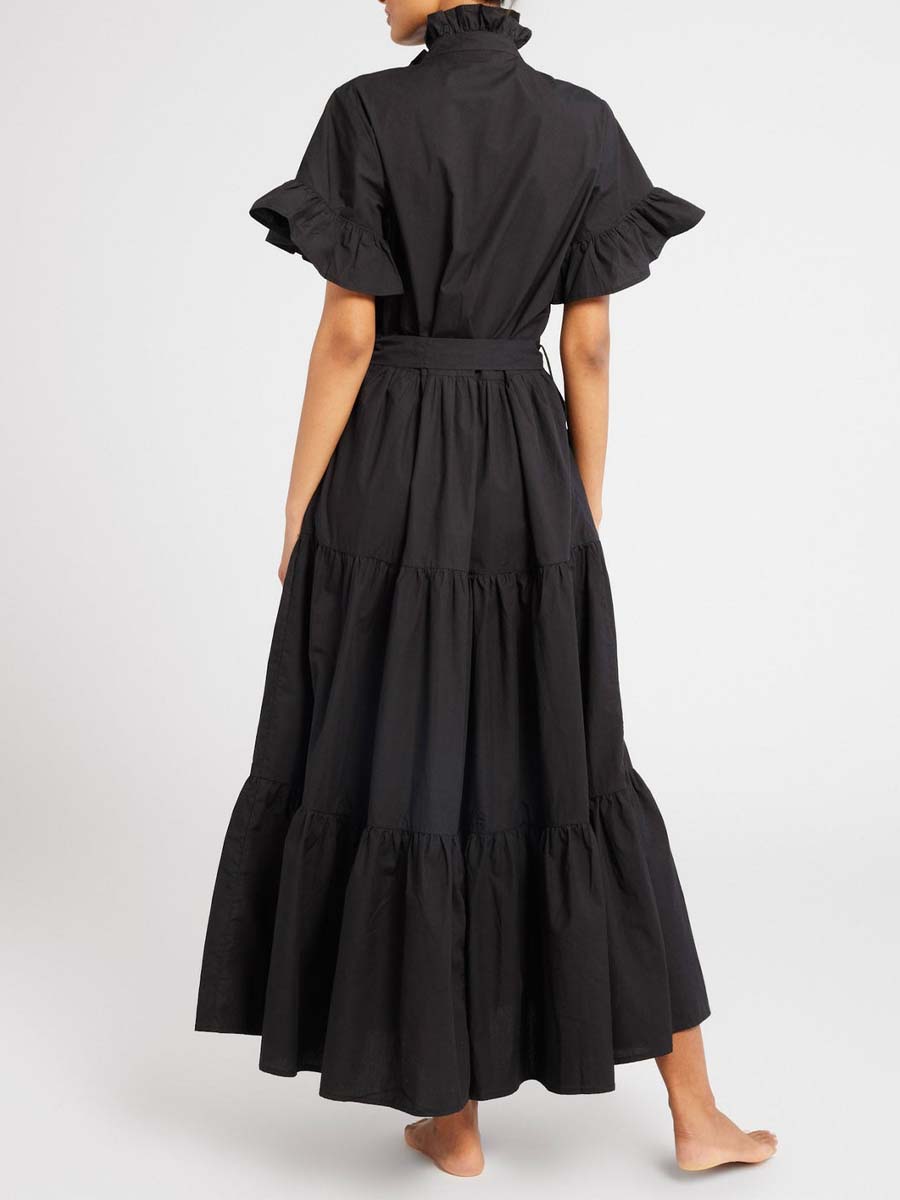 Ruffle Placket Maxi Dress