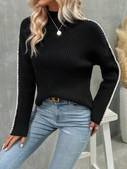 Chic Long Sleeve High Neck Sweater