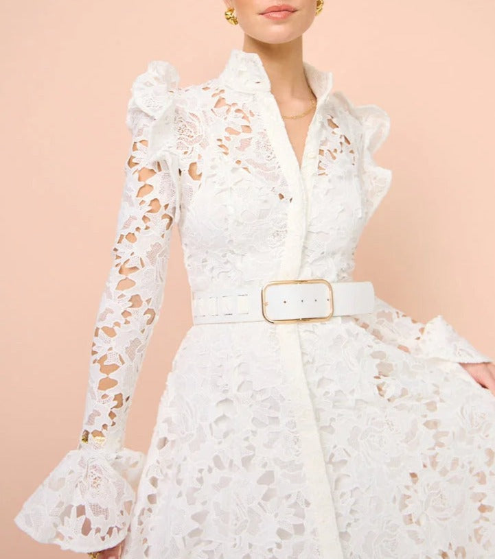 Lace Butterfly Sleeve Midi Dress