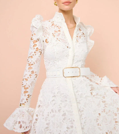 Lace Butterfly Sleeve Midi Dress