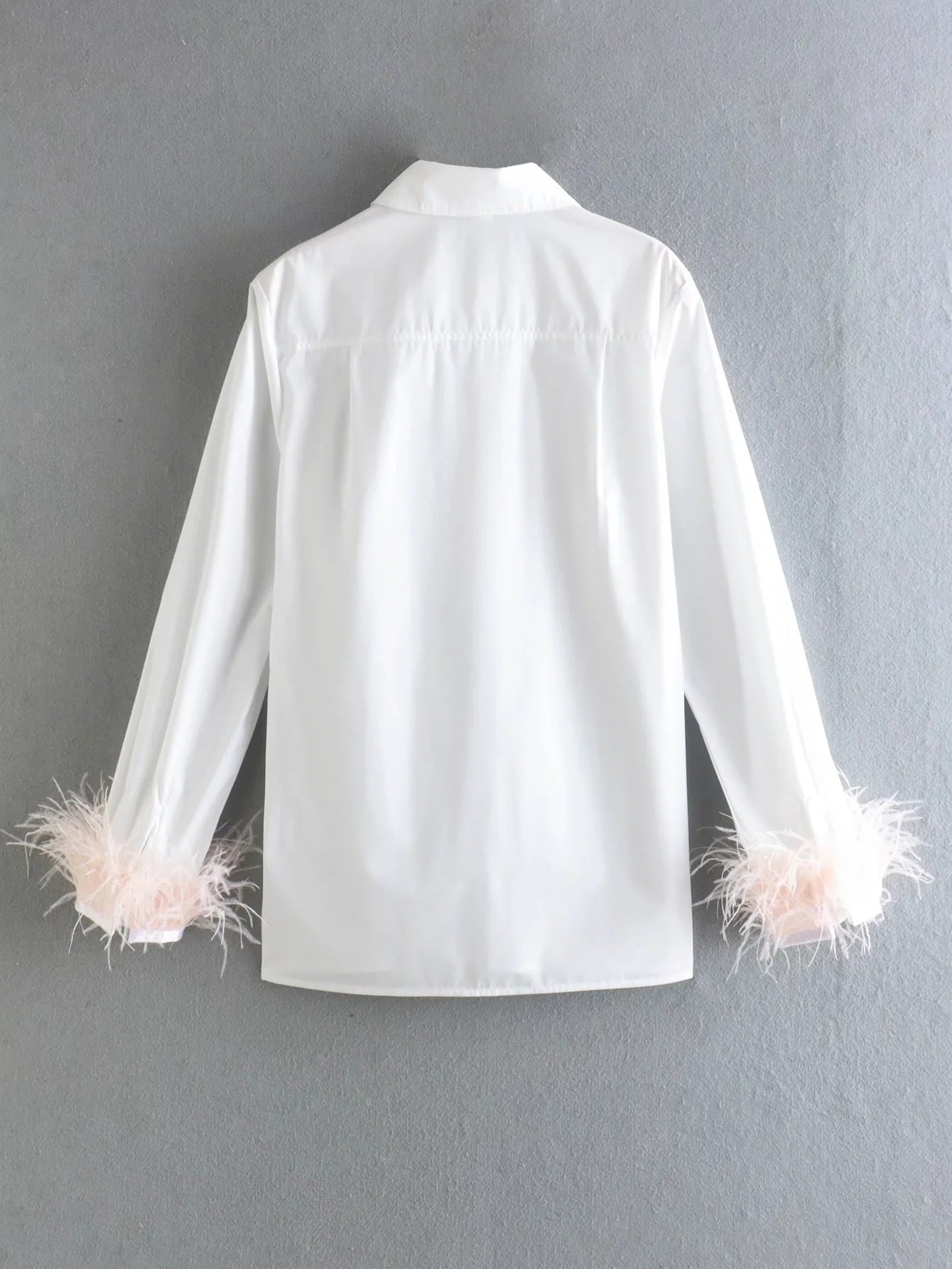 Comfy Shirt With Feather Cuffs