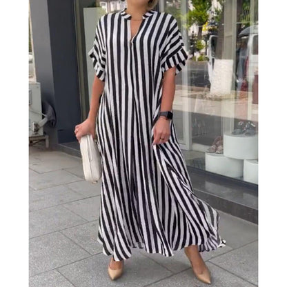 Women's V-Neck Striped Print Dress