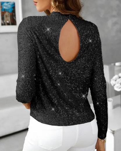 Backless Sparkling Sequined T-shirt