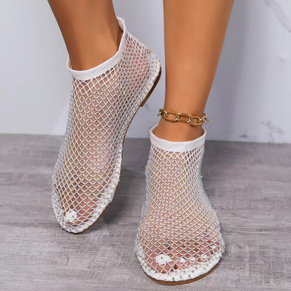 Flat hollow diamond short sandals