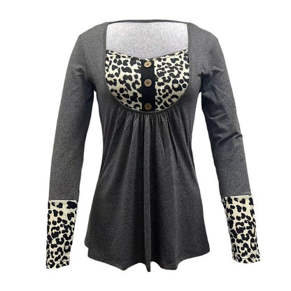 Leopard Patchwork Long Sleeve Top