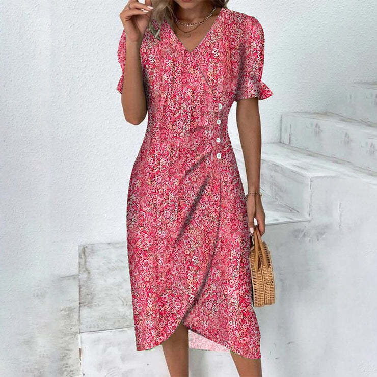 Puff Sleeve Irregular Hem Dress