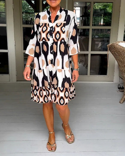 Spotted Print Pleated Dress