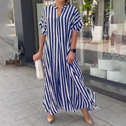 Women's V-Neck Striped Print Dress