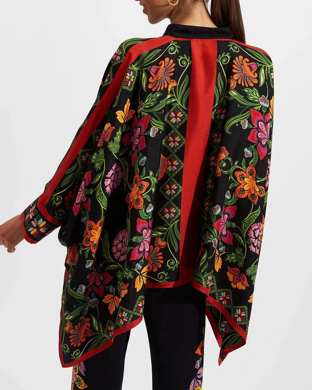 Foulard Geometric Print Silk Shirt and Pants Suit