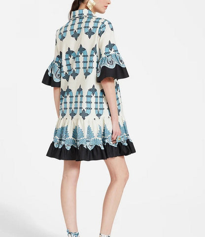 Printed cotton-poplin mini dress