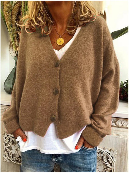 Knitted Cardigan Solid Color Sweater