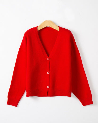 Knitted Cardigan Solid Color Sweater