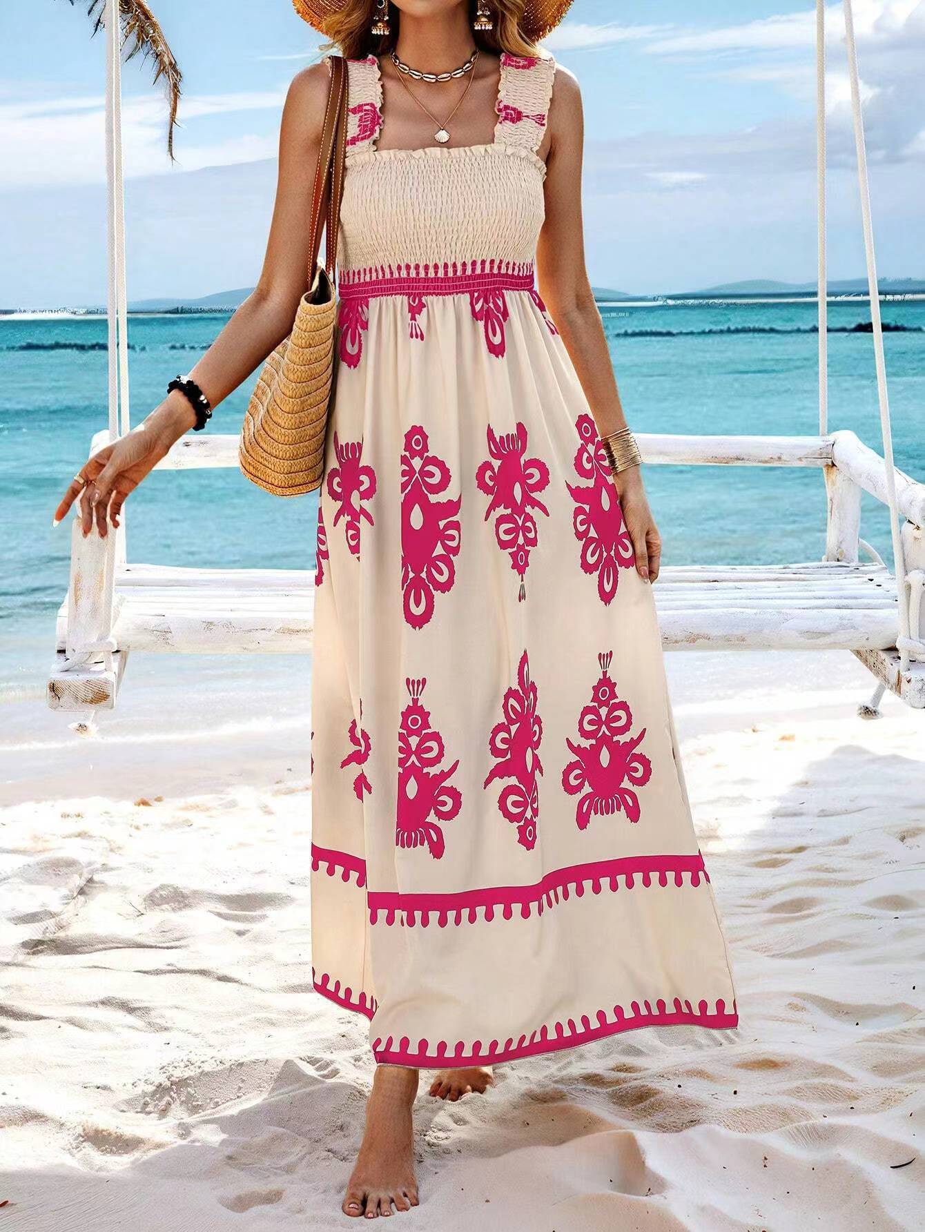 Apricot Sleeveless Strap Maxi Dress