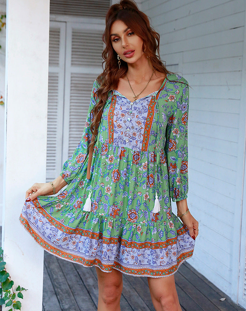 Bohemian Resort Style Mini Dress