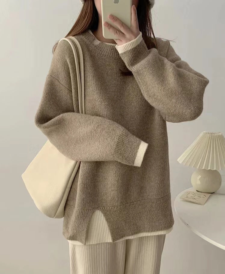 Lazy Style Fake Two-piece Sweater