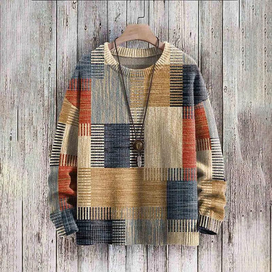 Colorful Plaid Long Sleeve Sweater