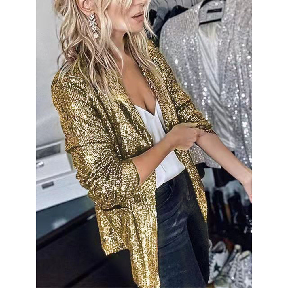 Sequined long-sleeved elegant blazer