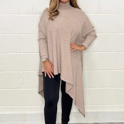 Solid color turtleneck long sleeve top