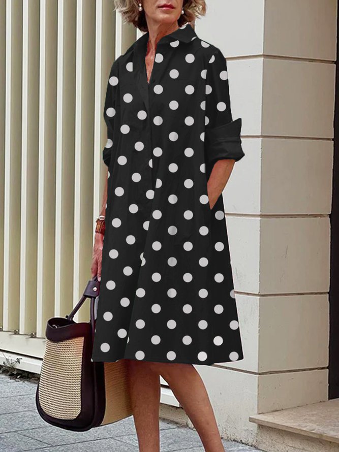 Polka Dot Print Midi Dress