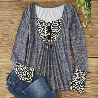 Leopard Patchwork Long Sleeve Top