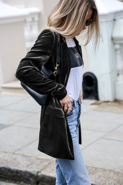 Eye Catching Street Style Velvet Blazer