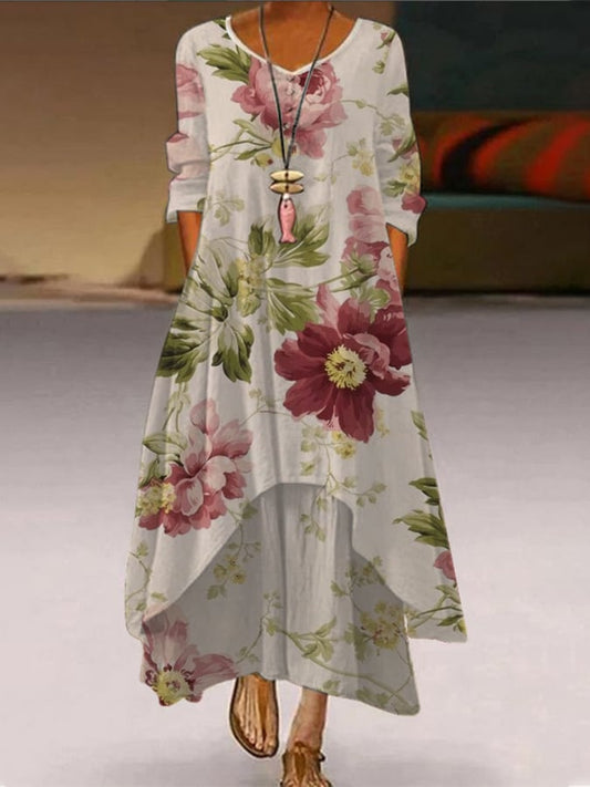 Trendy Floral Long Sleeve Maxi Dress