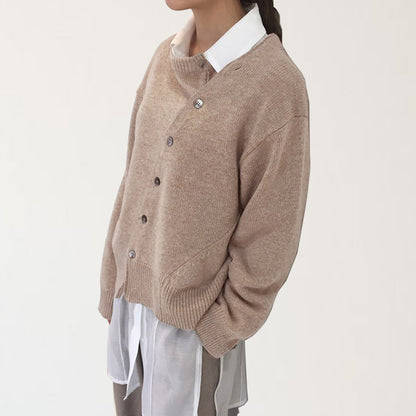 Asymmetrical Button Front Long Sleeve Sweater