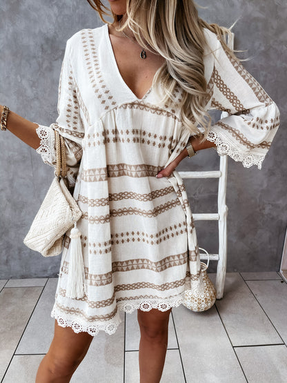 Striped Printed Loose Mini Dress